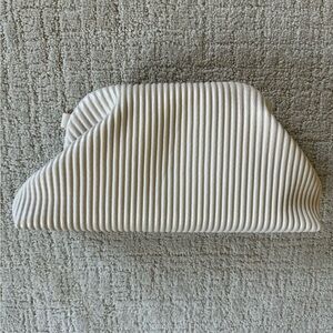 Anthropologie Ribbed Faux Leather Clutch Bag - Off- White